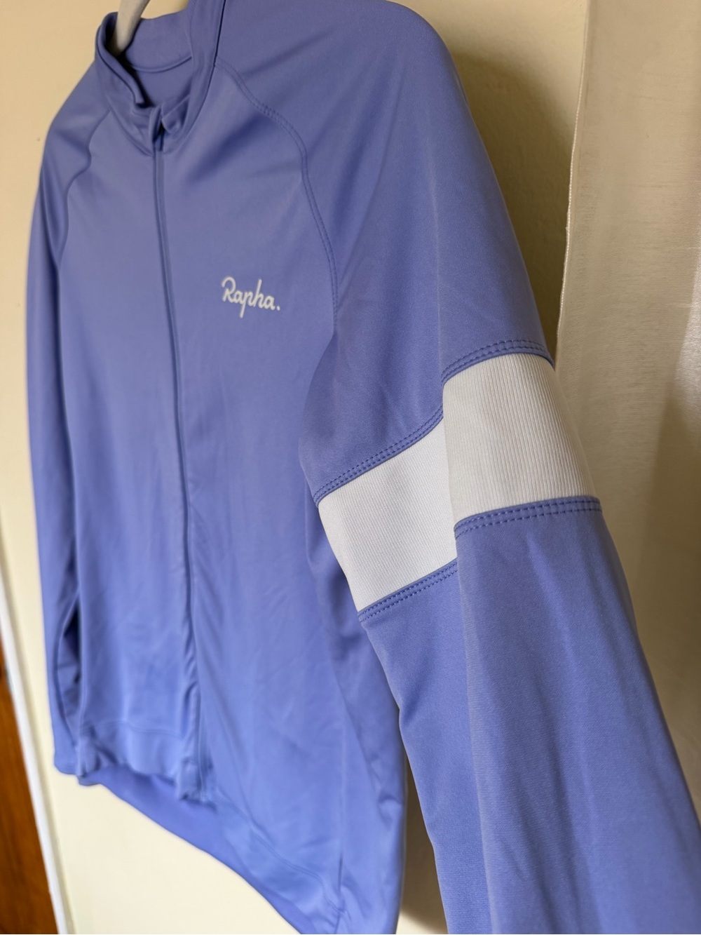 Rapha Lilac Blue Long Sleeve Cycling Jersey with White Sleeve Band - Picture 3 of 10